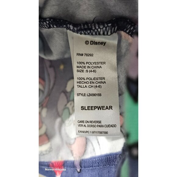 Disney Stitch Christmas Women's Pajama Top S/CH 4-6 Blue Festive Holiday Design - Picture 8 of 8